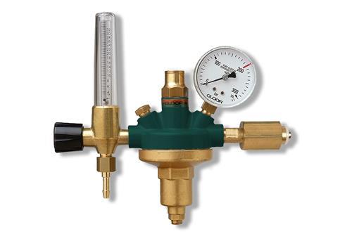 DRUKREGELAAR ARGON MET FLOW-METER 0-32 LTR GLOOR